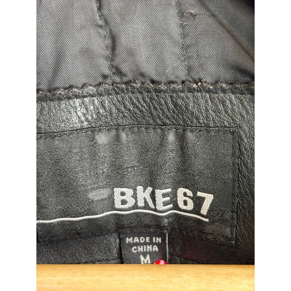 BKE 67‎ Mens Black Genuine Leather Button Front Quilted Lined Car Coat Jacket M
